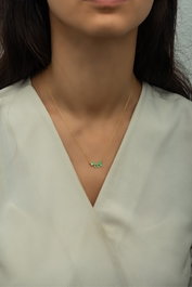 Heliophilia Silver Collar de Plata de Ley 925 con Baño de Oro y Circón Verde